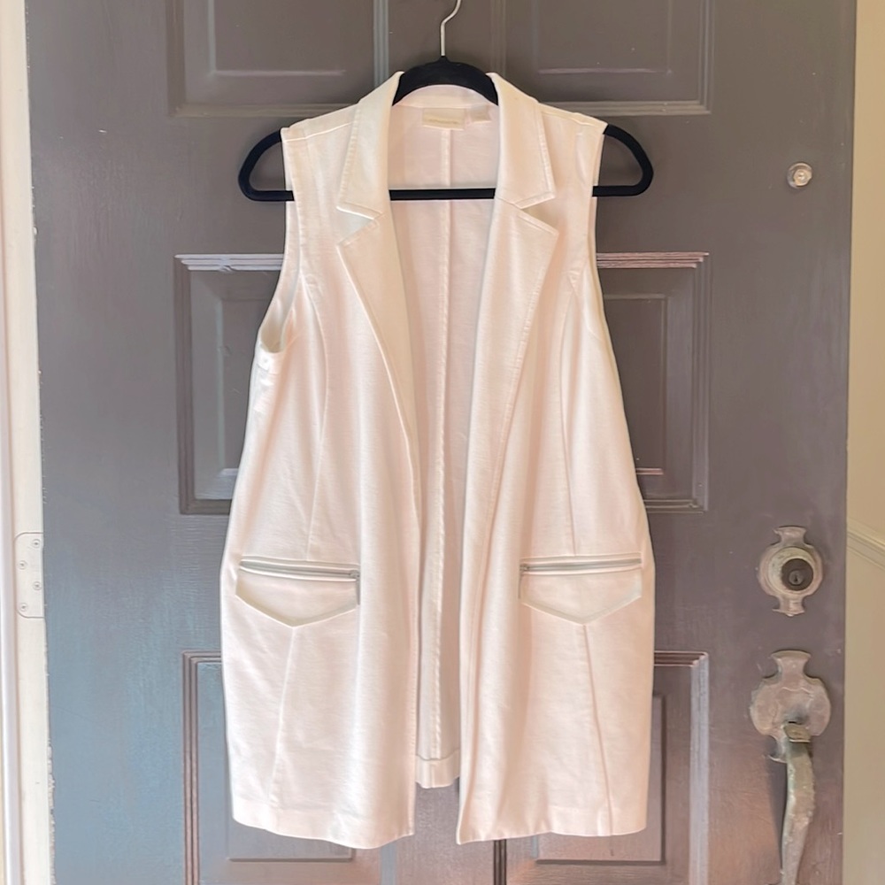Ecru Long Open Duster Vest Chico’s 1 / US 8